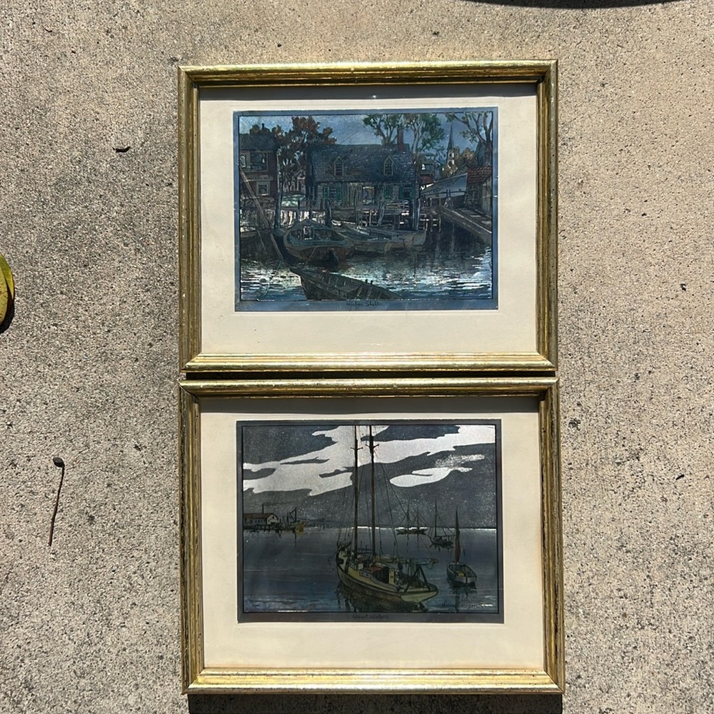 Harbor Shelter & quiet waters Lionel Barrymore Foil Art Embossed Print on Foil.